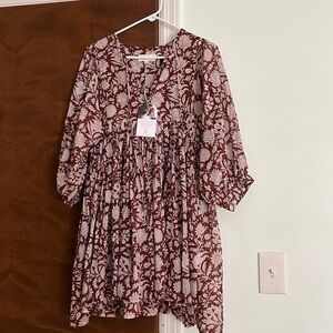 Daughters of India, Kyra mini dress in Wine NWT